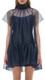 SIMKHAI - Beaux Tiered Mini Dress in Midnight