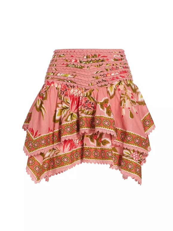 Farm Rio - Soft Pink Aura Floral Mini Skirt