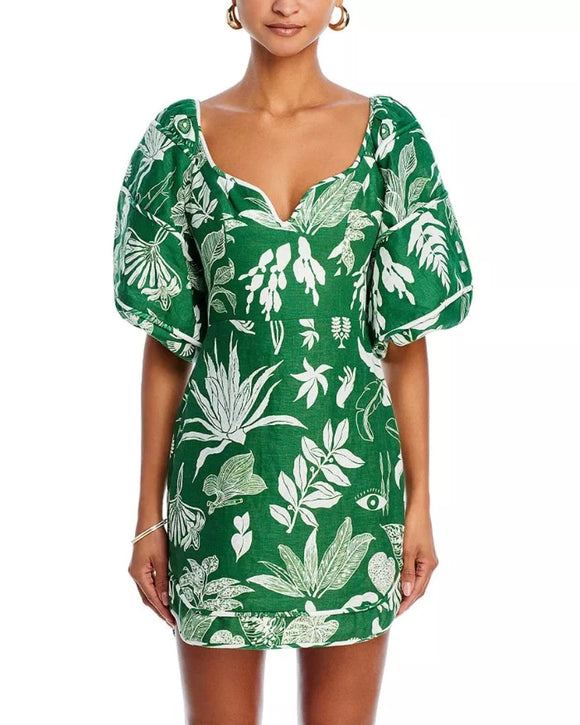 Farm Rio - Forest Soul Green Short Sleeve Mini Dress