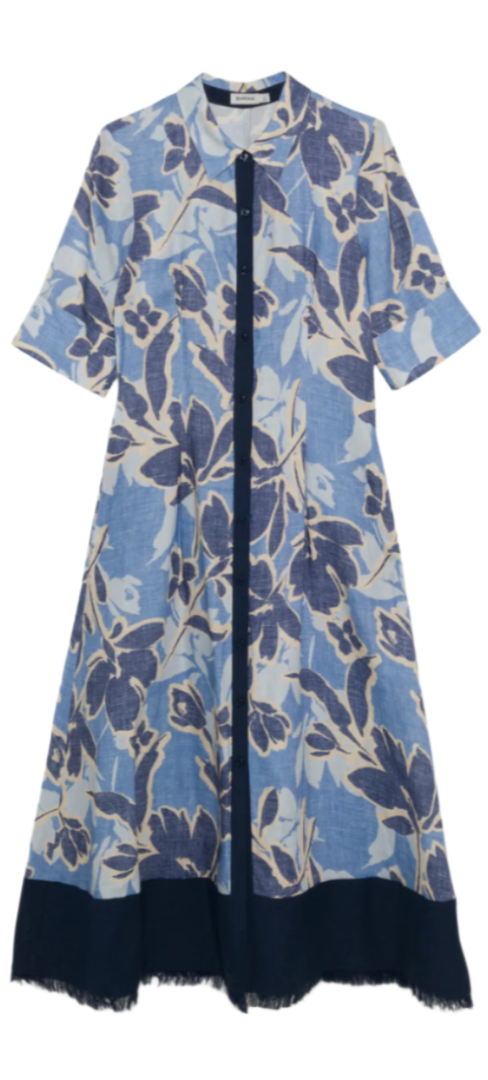 SIMKHAI - Claudine Midi Dress in Blue Hydrangea Floral