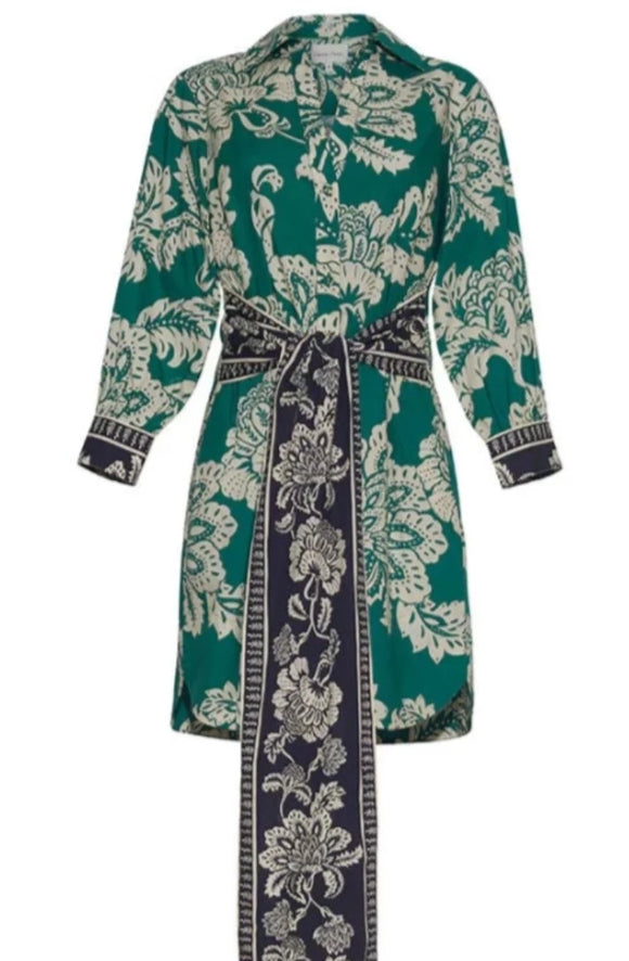 Cara Cara - Leighton Dress in Flora Stamp Green