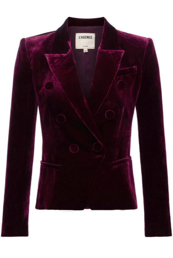 L'AGENCE - Marie Double Breasted Blazer in Dark Port