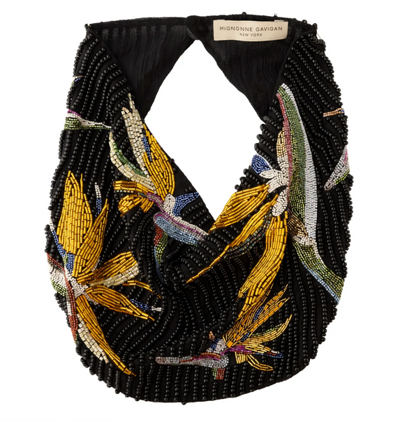 Mignonne Gavigan - Birds of Paradise Scarf Necklace in Black/Burnt Orange