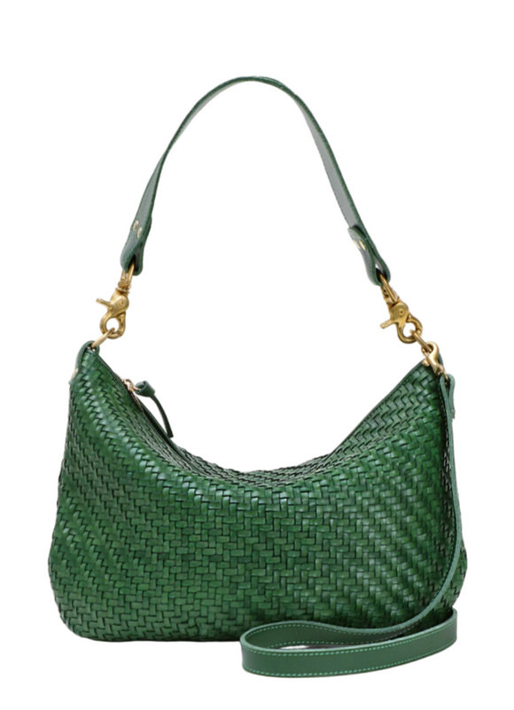 Clare V. - Moyen Messenger in Evergreen Woven Zig Zag