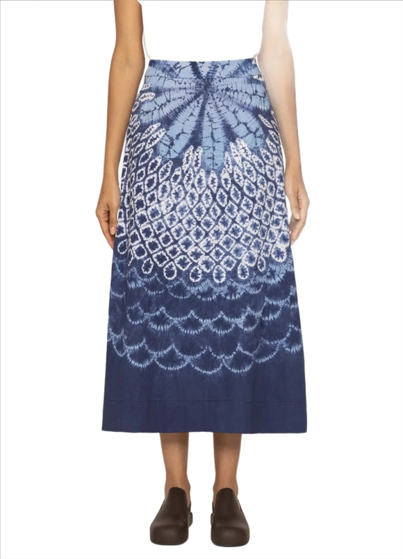 Sea - Blythe Dye Print Skirt in Blue