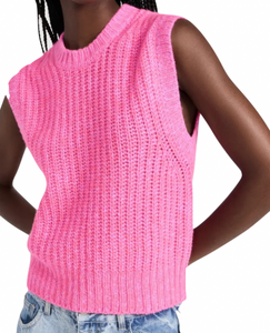 White + Warren - Cashmere Air Plush Ribbed Vest in Pink Marl