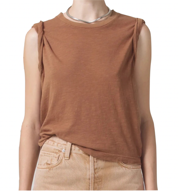 Citizens of Humanity - Kelsey Roll Sleeve Tee in Malt Ball