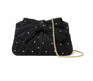 Loeffler Randall - Rochelle Mini Pleated Frame Clutch with Bow in Black & Crystal