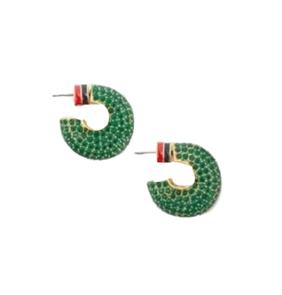 Clare V. - Le Hoop Pave in Emerald Green & Gold