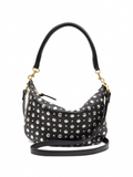 Clare V. - Petit Moyen Messenger in Black Nappa with Silver Studs