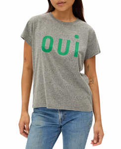 Clare V. - Classic Tee in Grey with Fern Oui