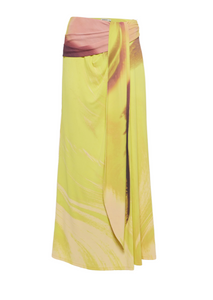 SIMKHAI- Anika Draped Midi Skirt in Luminary Print