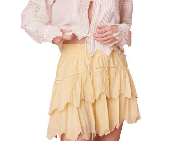 Love Shack Fancy - Donahue Skirt in Pastel Yellow