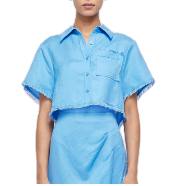 SIMKHAI - Solange Cropped Shirt in Pacific