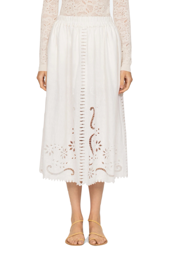 Sea - Liat Embroidery Skirt in White