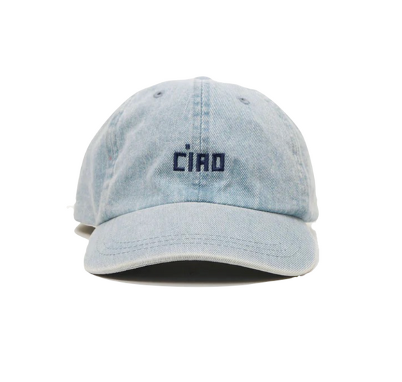 Clare V. - Baseball Hat in Light Denim with Navy Embroidered Ciao