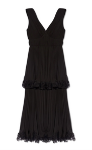 Self Portrait - Chiffon Tiered Midi Dress in Black