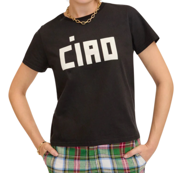 Clare V. - Classic Tee in Black with Cream Block Ciao