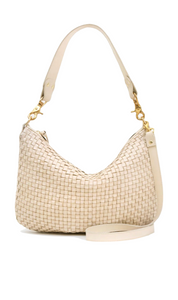 Clare V. - Moyen Messenger in Cream Woven Checker