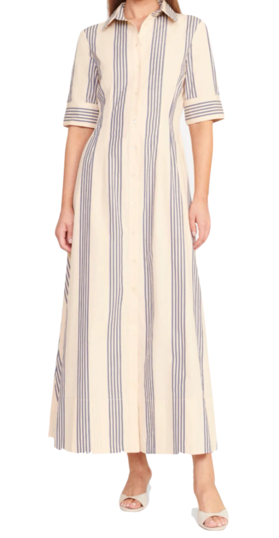 STAUD - Maxi Joan Dress in Marine Bayadere Stripe