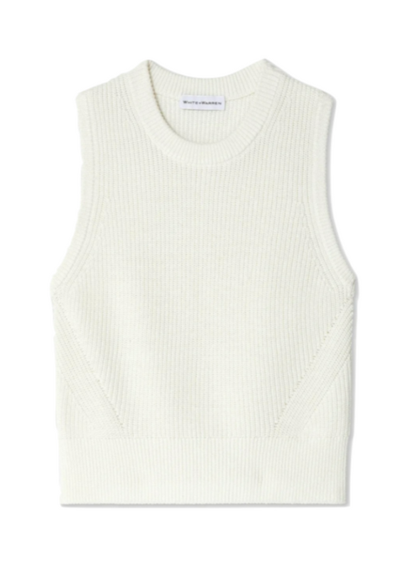 White + Warren - Cotton Ribbed Shell in White