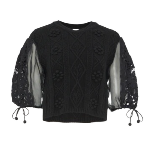 Sea - Bente Embroidery Sweater in Black
