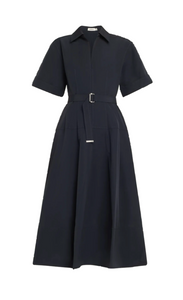 SIMKHAI - Deanna Belted Midi Dress in Midnight