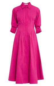 SIMKHAI - Jazz Pintuck Midi Dress in Magenta