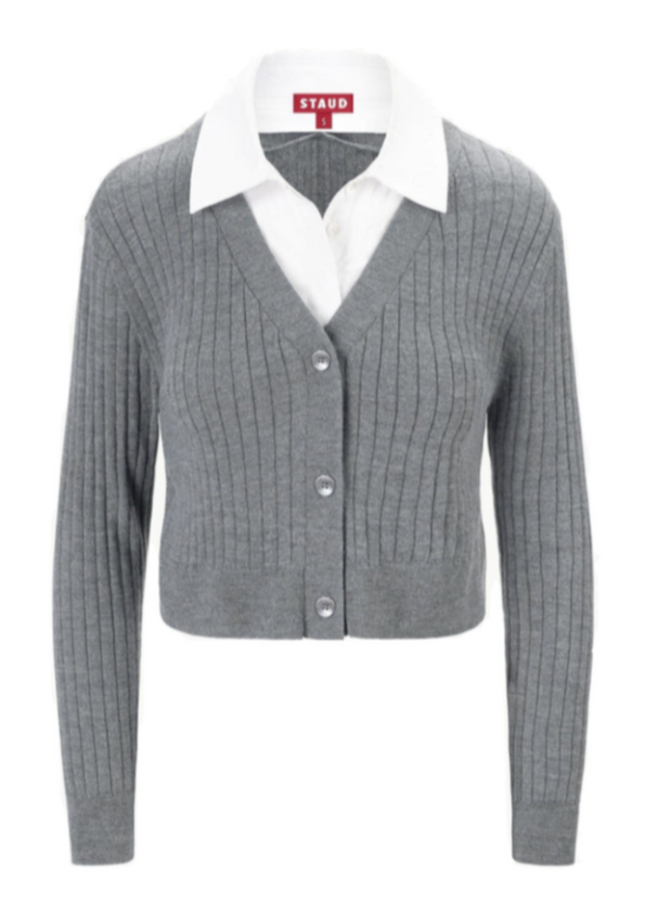 STAUD - Wallis Sweater in Charcoal/White