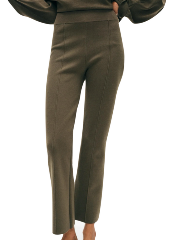 White + Warren - Cotton Kick Flare Pant in Dark Sage