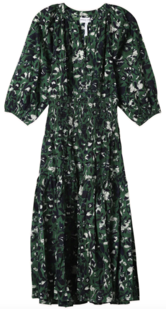 Apiece Apart - Laureles Smocked Dress in Aqua Di Fiore Green