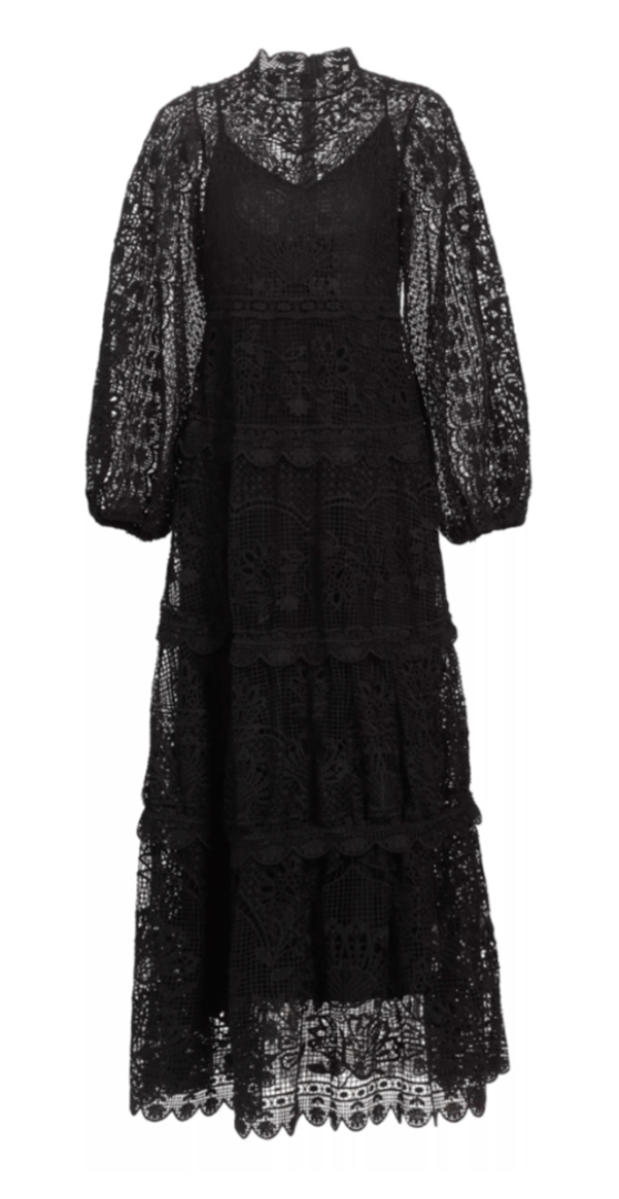 Farm Rio - Lace Black Midi Dress