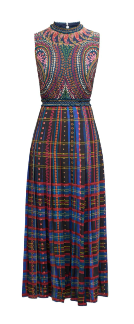 Saloni - Liza Dress in Tartan Border