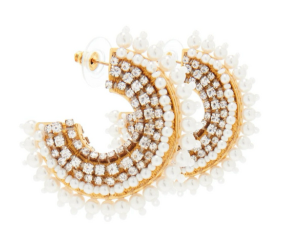 Mignonne Gavigan - Mini Pearl Fiona Hoops in White