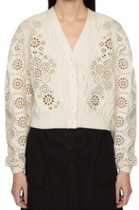 Sea - Lainey Embroidery Cardigan in Cream