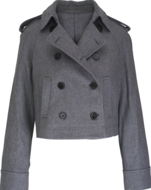 Veronica Beard - Cropped Conneley Trench in Medium Heather Grey