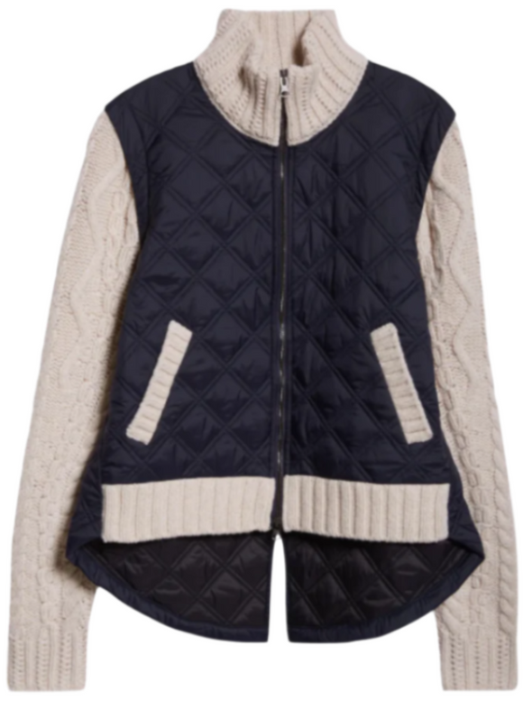 Veronica Beard - Patra Mixed Media Jacket in Navy/Ivory