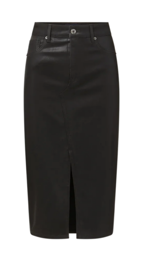 Veronica Beard - Breves Coated Midi Skirt in Black High Gloss