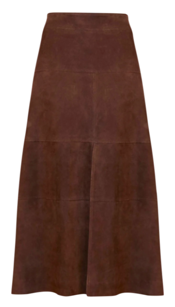 Tanya Taylor - Suede Hudson Skirt in Chocolate