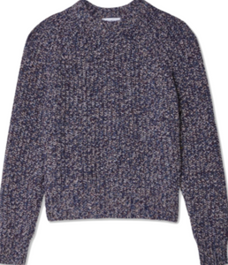 White + Warren - Cashmere Blend Marled Sweatshirt in Blue Combo