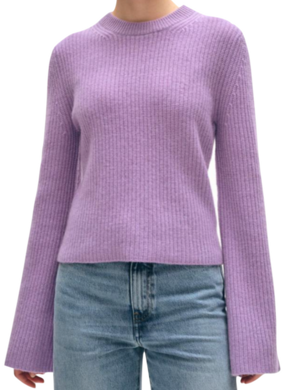 White + Warren - Cashmere Fluted Sleeve Top in Purple Haze