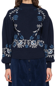 Sea - Inga Embroidery Sweater in Navy