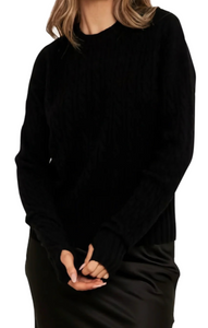 Brodie Cashmere - Cathy Cable Crew in Black