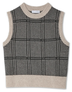 White + Warren - Cashmere Houndstooth Shell in Sandwisp/Black