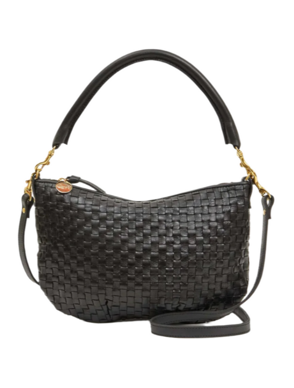 Clare V. - Petit Moyen Messenger in Black Woven Checker