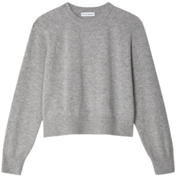 White + Warren - Cashmere Sweatshirt in Grey Heather