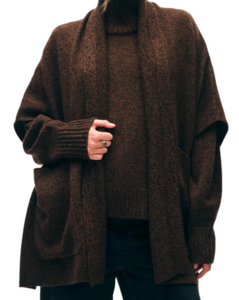 White + Warren - Open Poncho in Umber/Black Marl