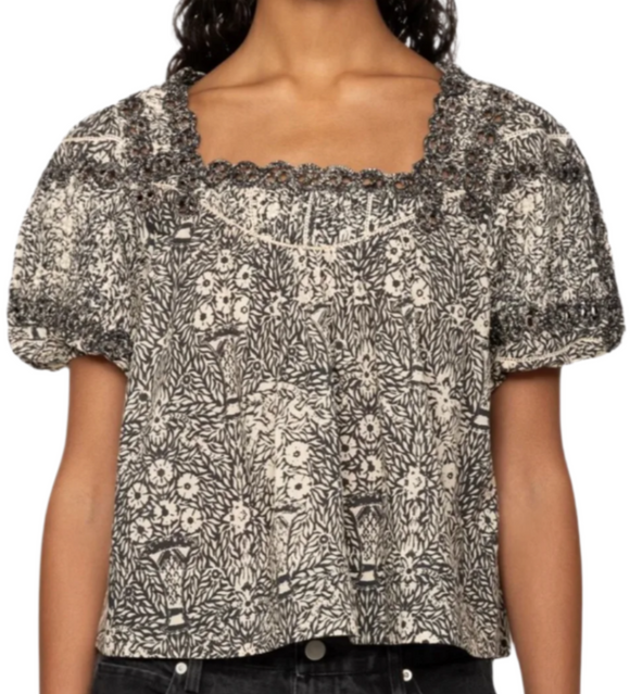 Sea - Katrine Print Top in Black