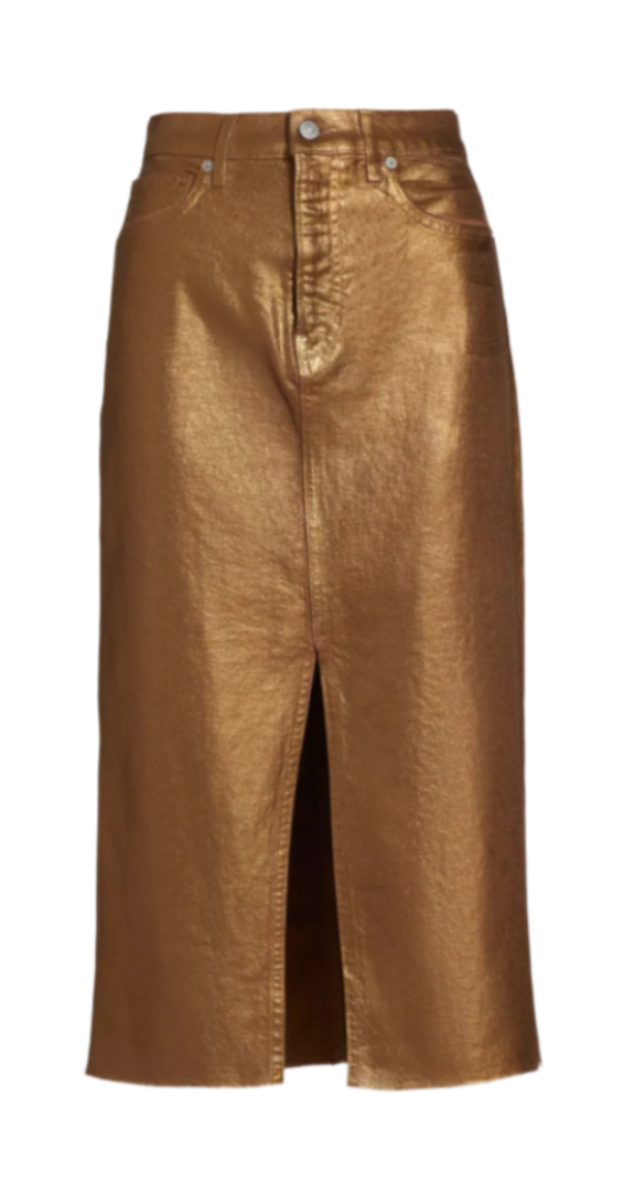 Veronica Beard - Victoria Midi Skirt in Antique Brass