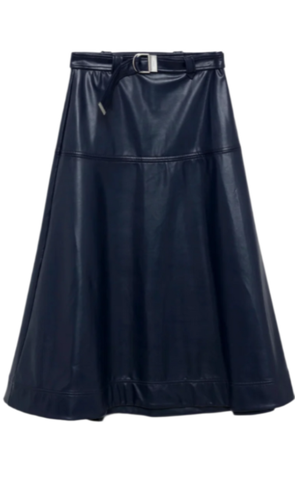 SIMKHAI - Mayson Belted Skirt in Midnight